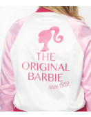 Barbie x Unique Vintage Pink Satin Bomber Jacket - Chic & Exclusive