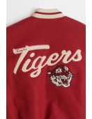 Baseball Embroidered Red Tigers Wool Varsity Jacket