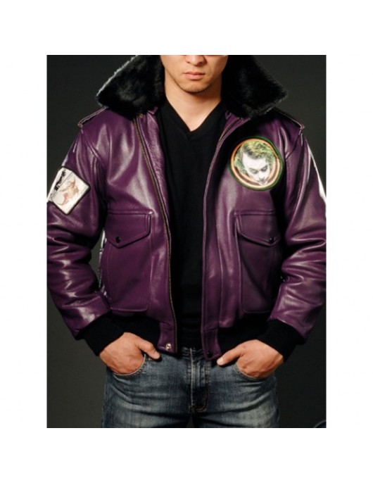 Batman Joker Goon Bomber Purple Leather Jacket