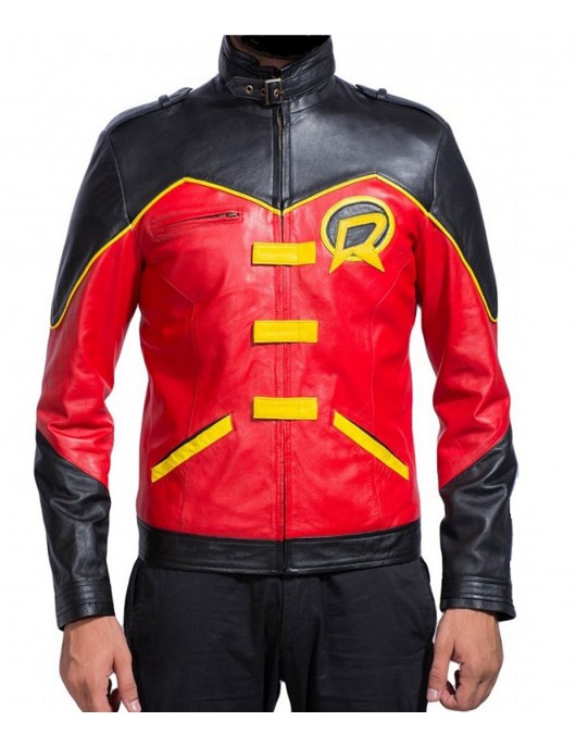 Batman Robin Red and Black Leather Jacket