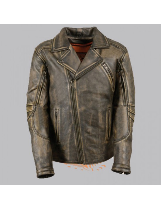 Beltless Brown Leather Motorcycle Jacket