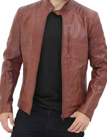 Benjamin Mens Brown Leather Cafe Racer Jacket Benjamin Mens Brown Leather Cafe Racer Jacket