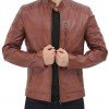 Benjamin Mens Brown Leather Cafe Racer Jacket Benjamin Mens Brown Leather Cafe Racer Jacket