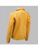 Biker Look Yellow Leather Jacket Men