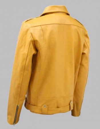 Biker Look Yellow Leather Jacket Men Biker Look Yellow Leather Jacket Men