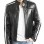 Biker Men’s White Stripes Black Leather Jacket