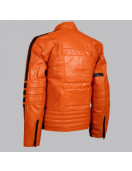 Biker Style Orange Leather Jacket Men