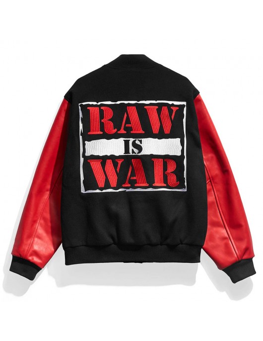Black And Red Raw is War Varsity Jacket