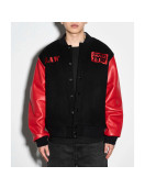 Black And Red Raw is War Varsity Jacket