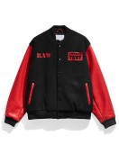 Black And Red Raw is War Varsity Jacket