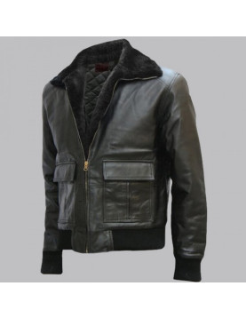 Black Bomber Leather Jacket