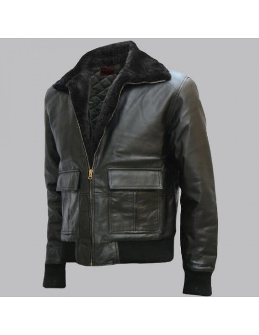 Black Bomber Leather Jacket