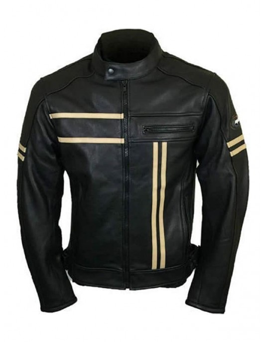 Black Retro Style Mens Leather Fashion Jacket