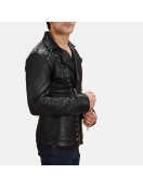 Black Studded Leather Biker Jacket