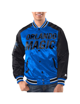 Blue/Black Orlando Magic Renegade Varsity Satin Jacket