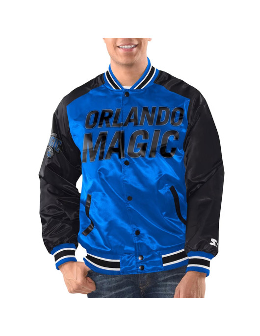 Blue/Black Orlando Magic Renegade Varsity Satin Jacket