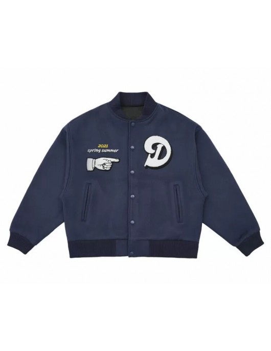 Blue Doncare City View Collage Varsity Jacket
