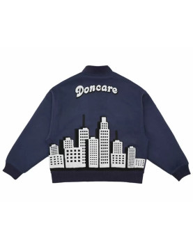 Blue Doncare City View Collage Varsity Jacket