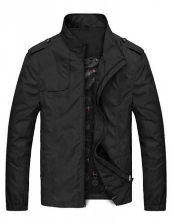 Bob Black Slim Fit Men's Casual Stand Up Collar Jacket