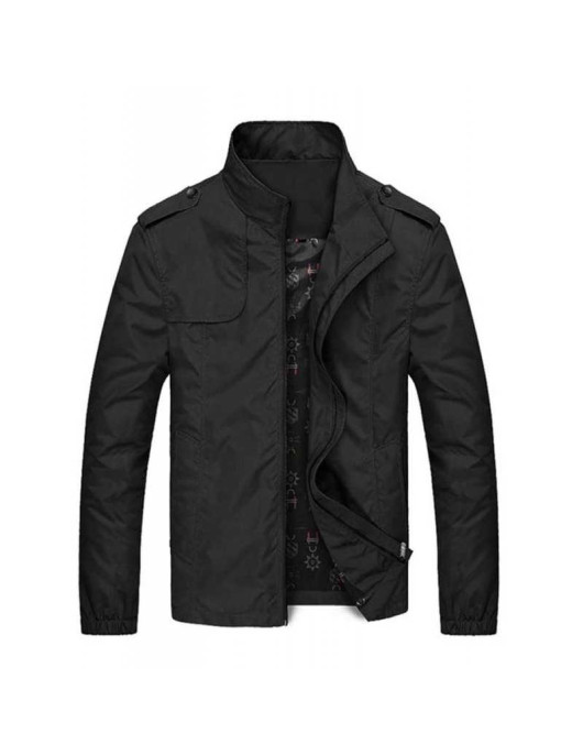 Bob Black Slim Fit Men's Casual Stand Up Collar Jacket