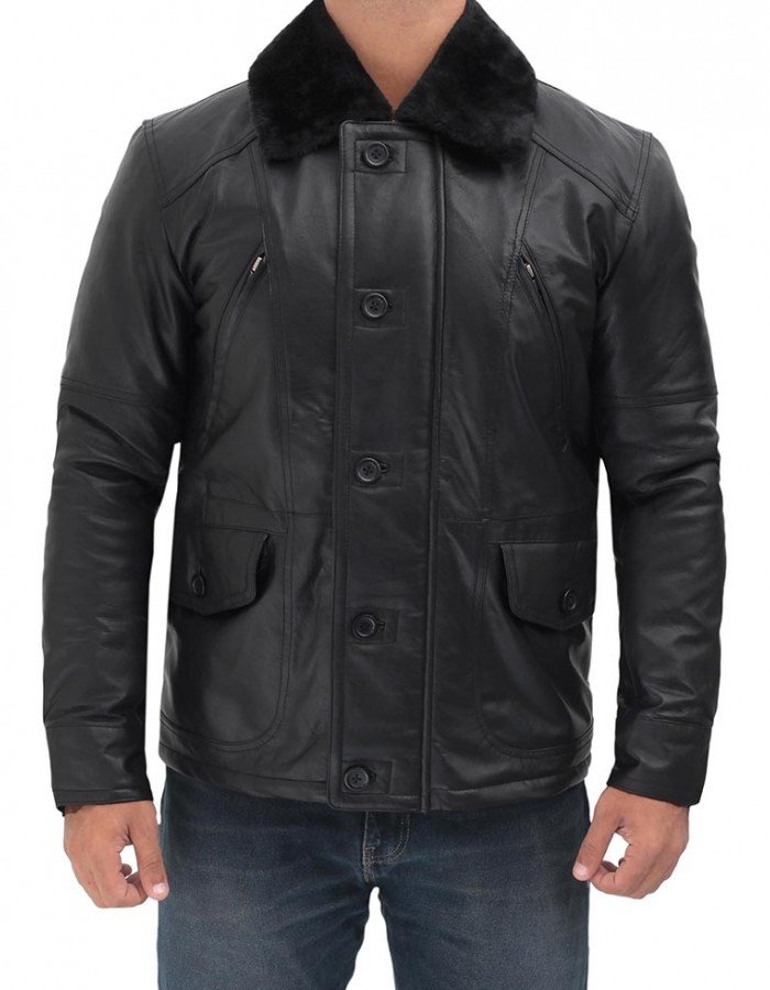 Boehmer Mens Black Shearling Leather Jacket Boehmer Mens Black Shearling Leather Jacket