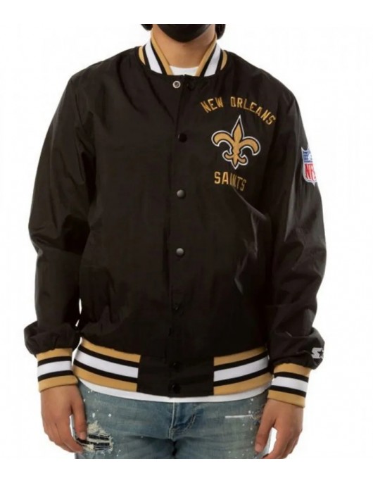 Bomber New Orleans Saints Black Satin Jacket