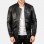Bomia Black Leather Bomber Jacket