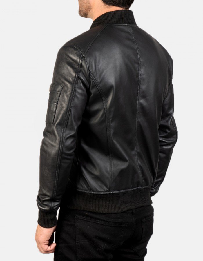 Bomia Black Leather Bomber Jacket Bomia Black Leather Bomber Jacket