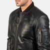 Bomia Black Leather Bomber Jacket Bomia Black Leather Bomber Jacket