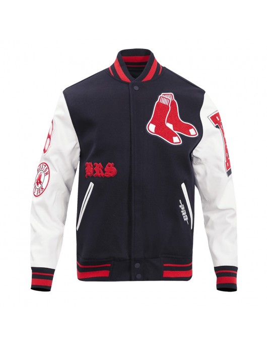 Boston Red Sox Old English Navy Blue Wool Varsity Jacket