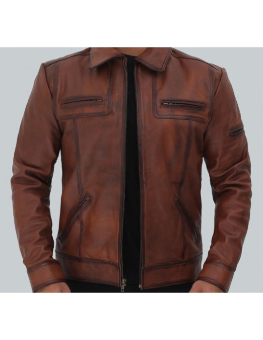 Bradford Casual Leather Jacket Mens