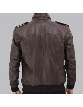 Brian Mens Bomber Dark Brown Leather Jacket