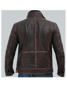 Brown Mens Distressed Leather Motorcycle Jacket