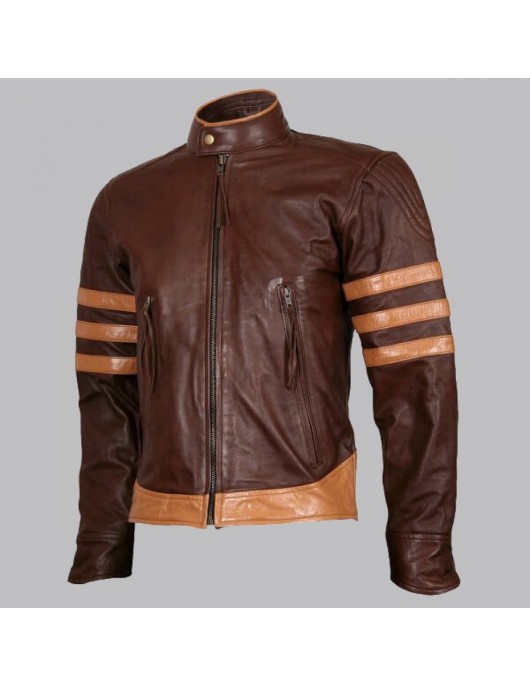 Biker Brown Wolverine Vintage Leather Jacket