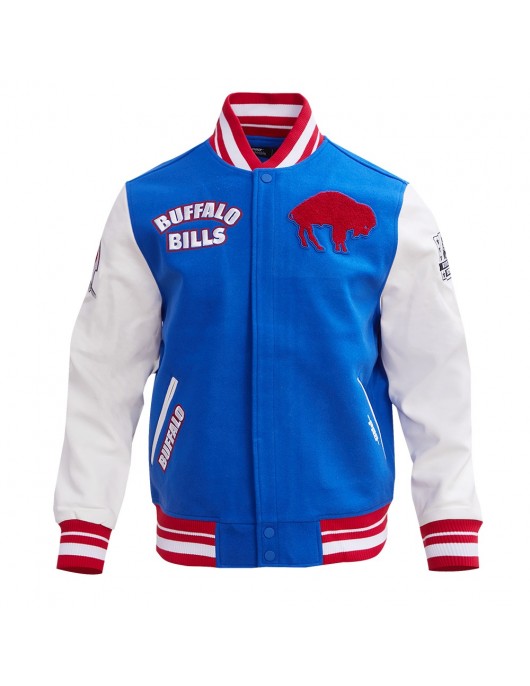 Buffalo Bills Retro Classic Rib Blue Wool Varsity Jacket
