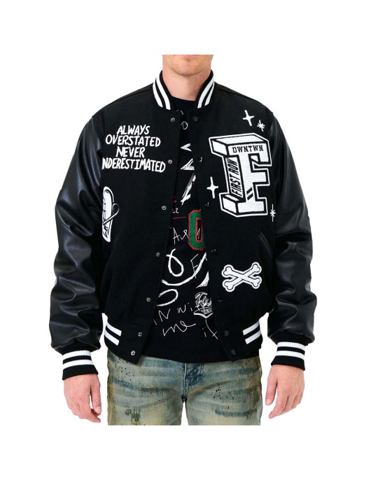 Bulldog First Row Black Varsity Jacket