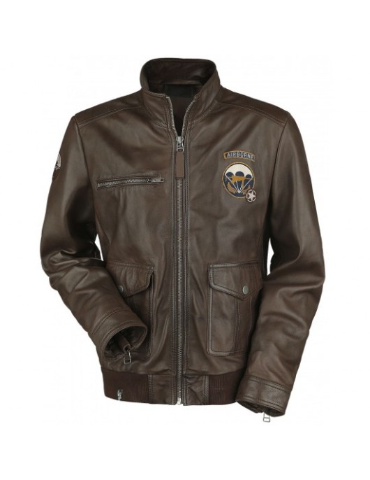 Call Of Duty WWII Mens Brown Leather Jacket