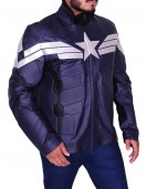 Captain America Chris Evans Winter Soldier Leather Jacket Blue