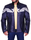 Captain America Chris Evans Winter Soldier Leather Jacket Blue