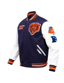 Chicago Bears Retro Classic Rib Navy Blue Wool Varsity Jacket