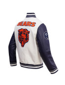 Chicago Bears Retro Classic Rib Off White Wool Varsity Jacket