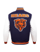 Chicago Bears Retro Classic Rib Off White Wool Varsity Jacket