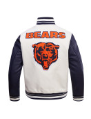 Chicago Bears Retro Classic Rib Off White Wool Varsity Jacket