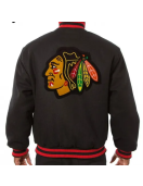 Chicago Blackhawks Varsity Wool Black Jacket