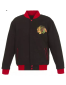 Chicago Blackhawks Varsity Wool Black Jacket