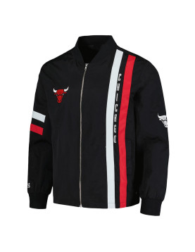 Chicago Bulls Black Stitch Applique Bomber Jacket