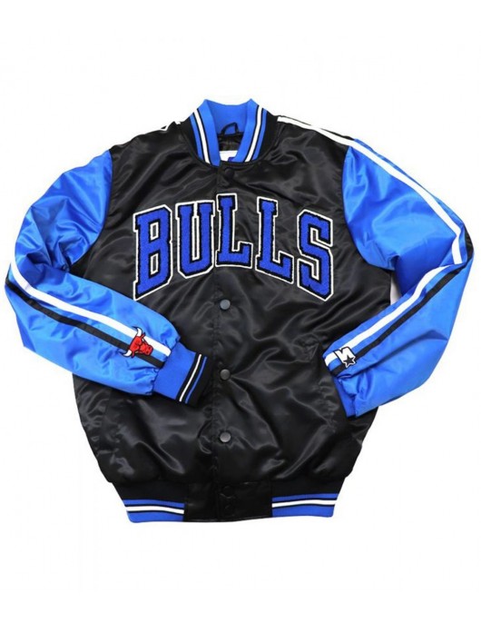 Chicago Bulls Black and Blue Satin Jacket