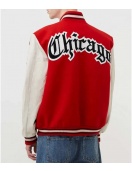 Chicago Bulls Red Wool and White Leather Varsity Letterman Jacket