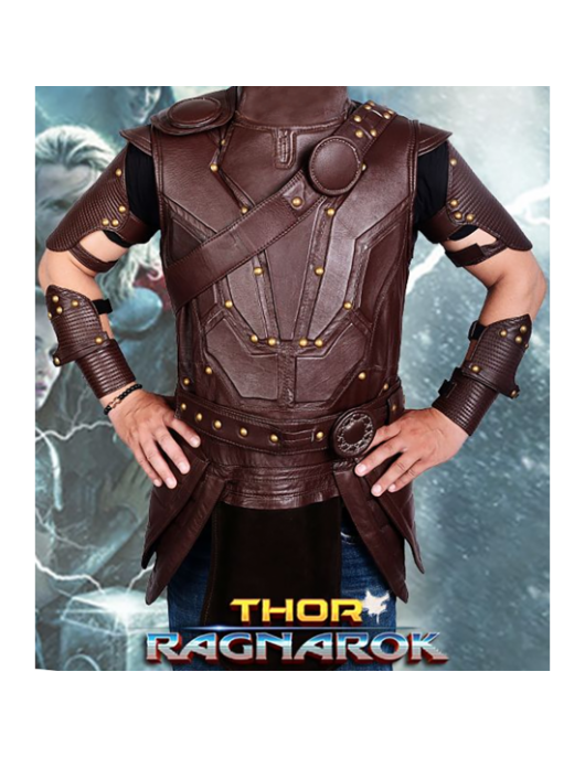 Chris Hemsworth Thor Ragnarok Brown Leather Vest with Removable Belts