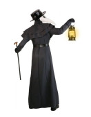 Classic Plague Doctor Halloween Black Wool Coat